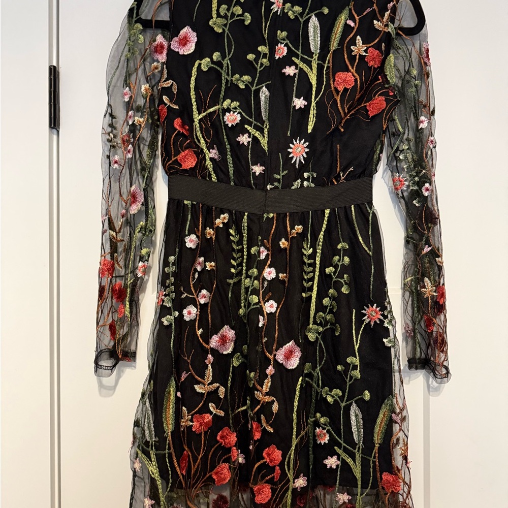 Floral Embroidered Black Dress